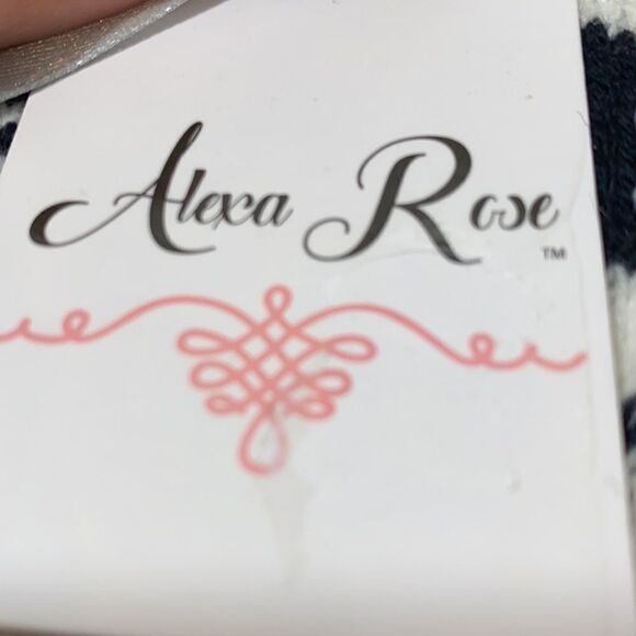 Alexa Rose Holiday Slipper Sox Blue White Reindeer Trees - Picture 2 of 5